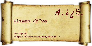 Altman Éva névjegykártya