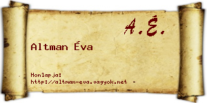 Altman Éva névjegykártya